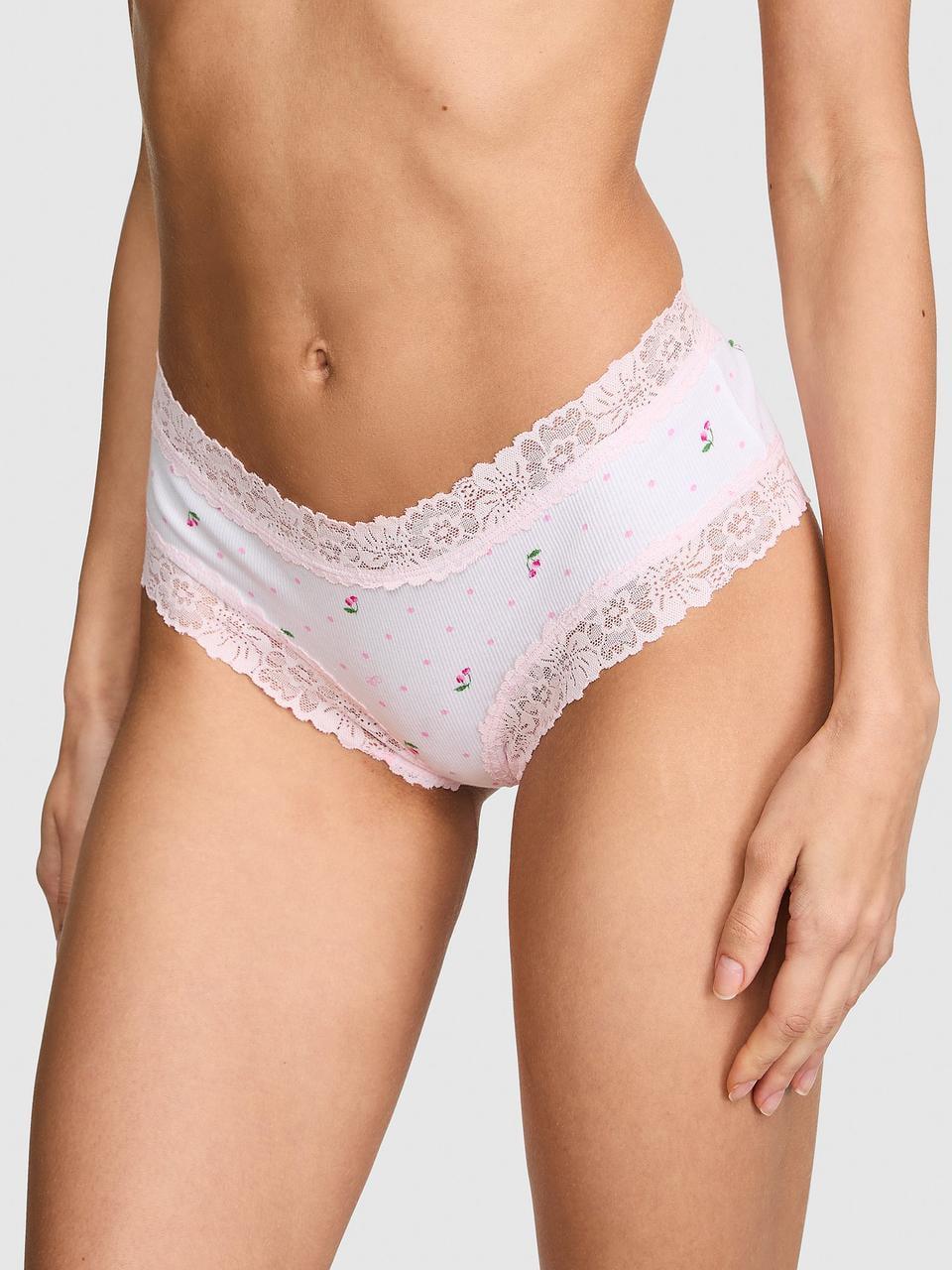 Трусики женские Victoria's Secret PINK Wink Lace-Trim Cheeky M Белый (3100846817)