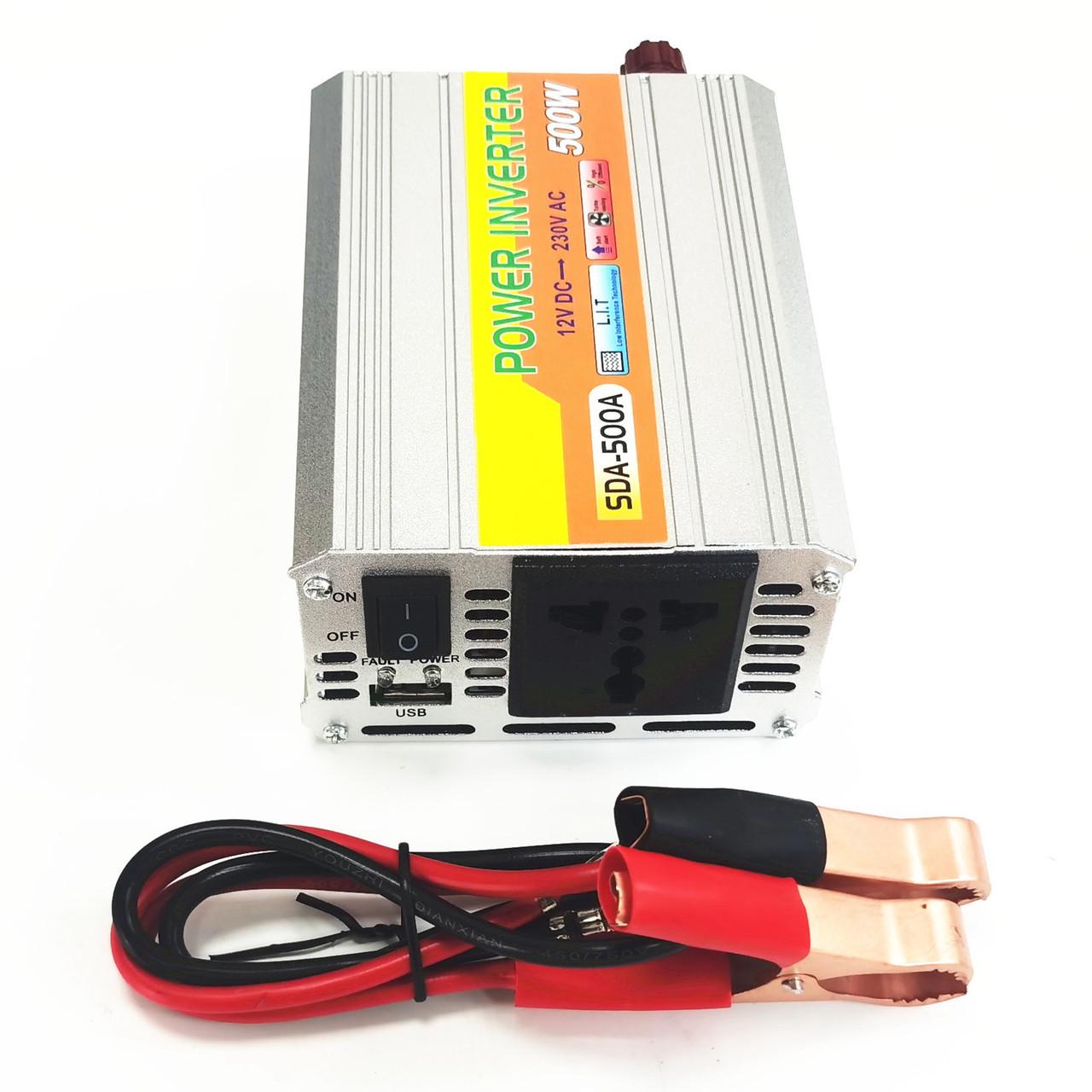 Инвертор SDA-500A с 12V на 220V 500W Silver (881010e) - фото 2