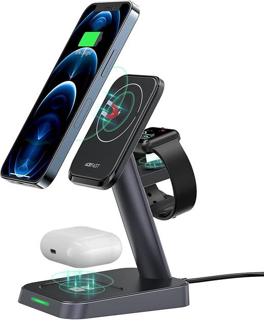 Док-станция Acefast 3в1 Magnetic Wireless Charging Stand - фото 3