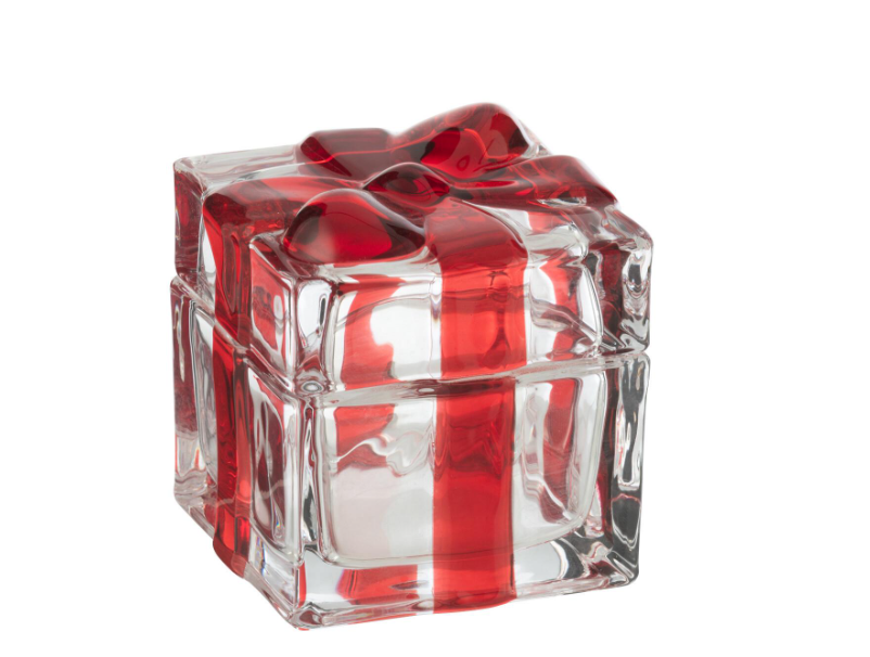 Банка для хранения рождественская J-LINE с бантиком 9х9 см