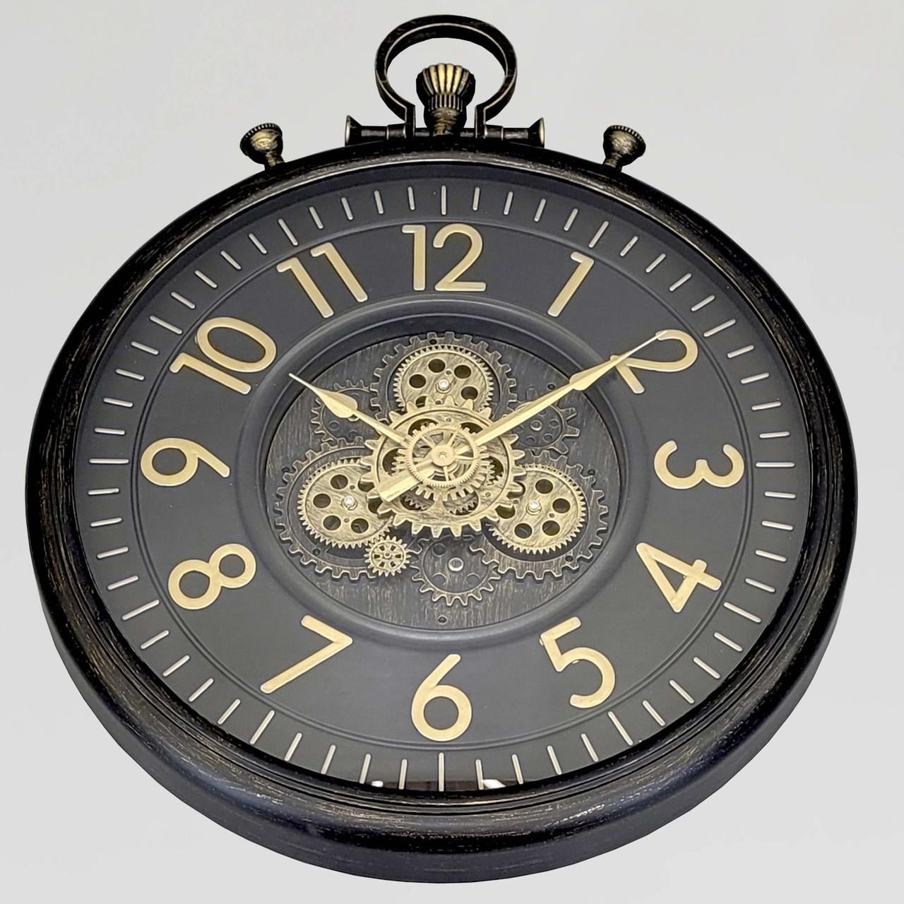 Годинник настінний безшумний OV-0128 74х60 см з відкритим механізмом шестернями колещатками під старовину (2861667023)