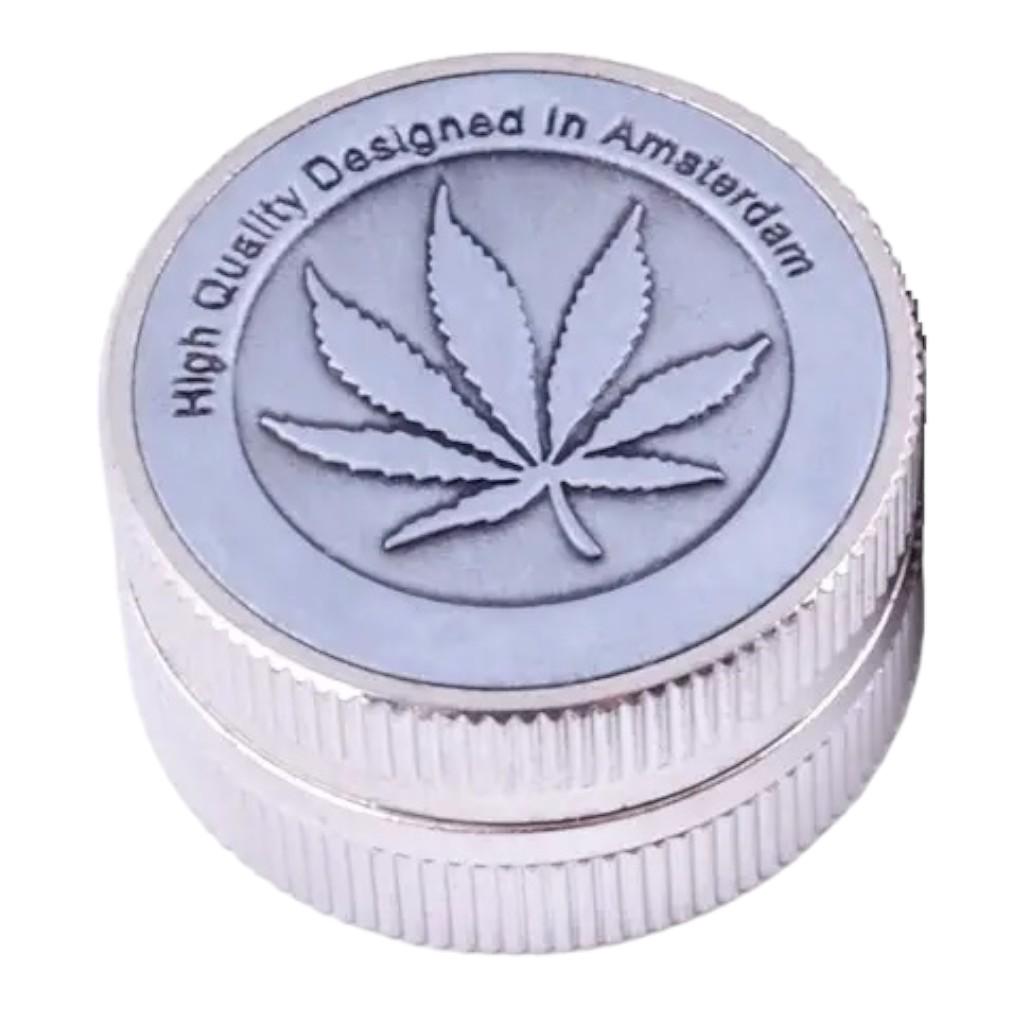 Гриндер Grinder Mini Amsterdam Cannabis для измельчения табака и специй Silver