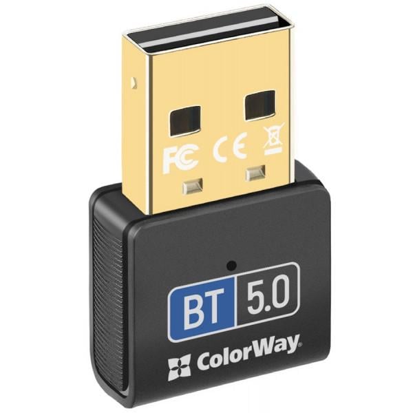Адаптер Bluetooth Colorway Bluetooth v5.0 USB Black (CW-AD-BT50)