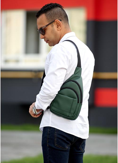 Мужская сумка-слинг Sambag через плечо из экокожи Зеленый (891019629) - фото 2 Мужская сумка-слинг Sambag через плечо из экокожи Зеленый (891019629) - фото 2