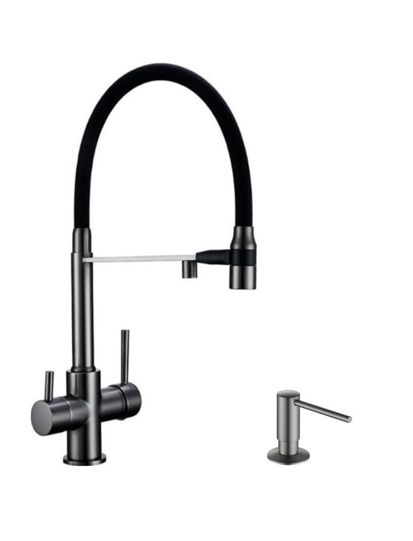 Кран на кухню Monsal с подключением к осмос-фильтру Графитовый (BZSX12)