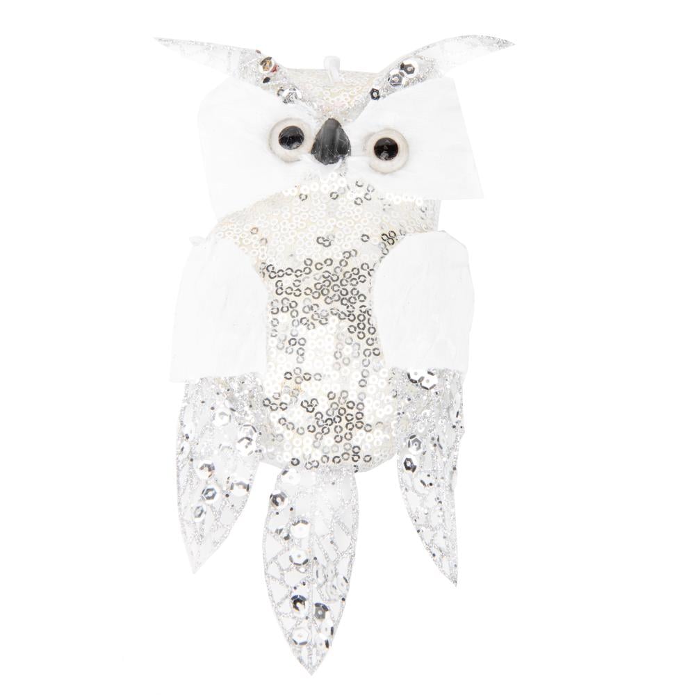 Мягкая новогодняя игрушка на елку Elisey Мудрая сова Серебряный (NH-106-K-198)