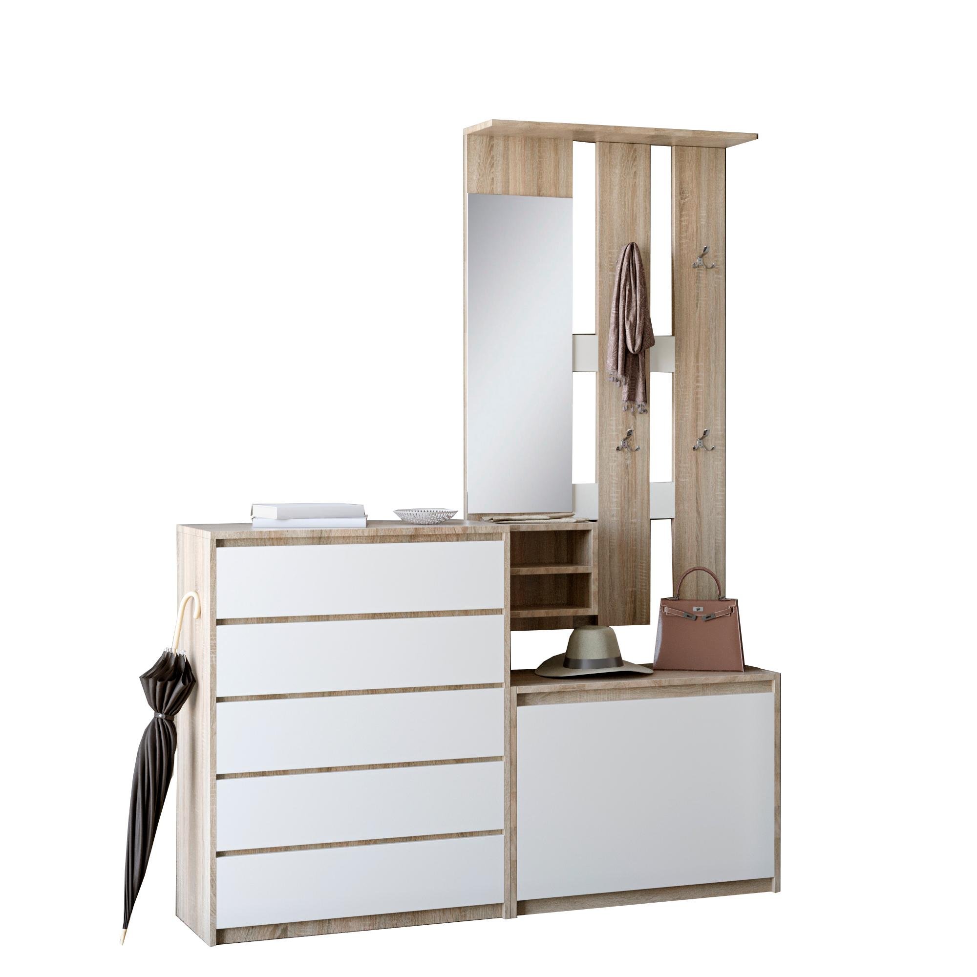 Прихожая Эверест Микс с комодом Микс-1 телескопы Дуб сонома/Белый (EVR-2541)