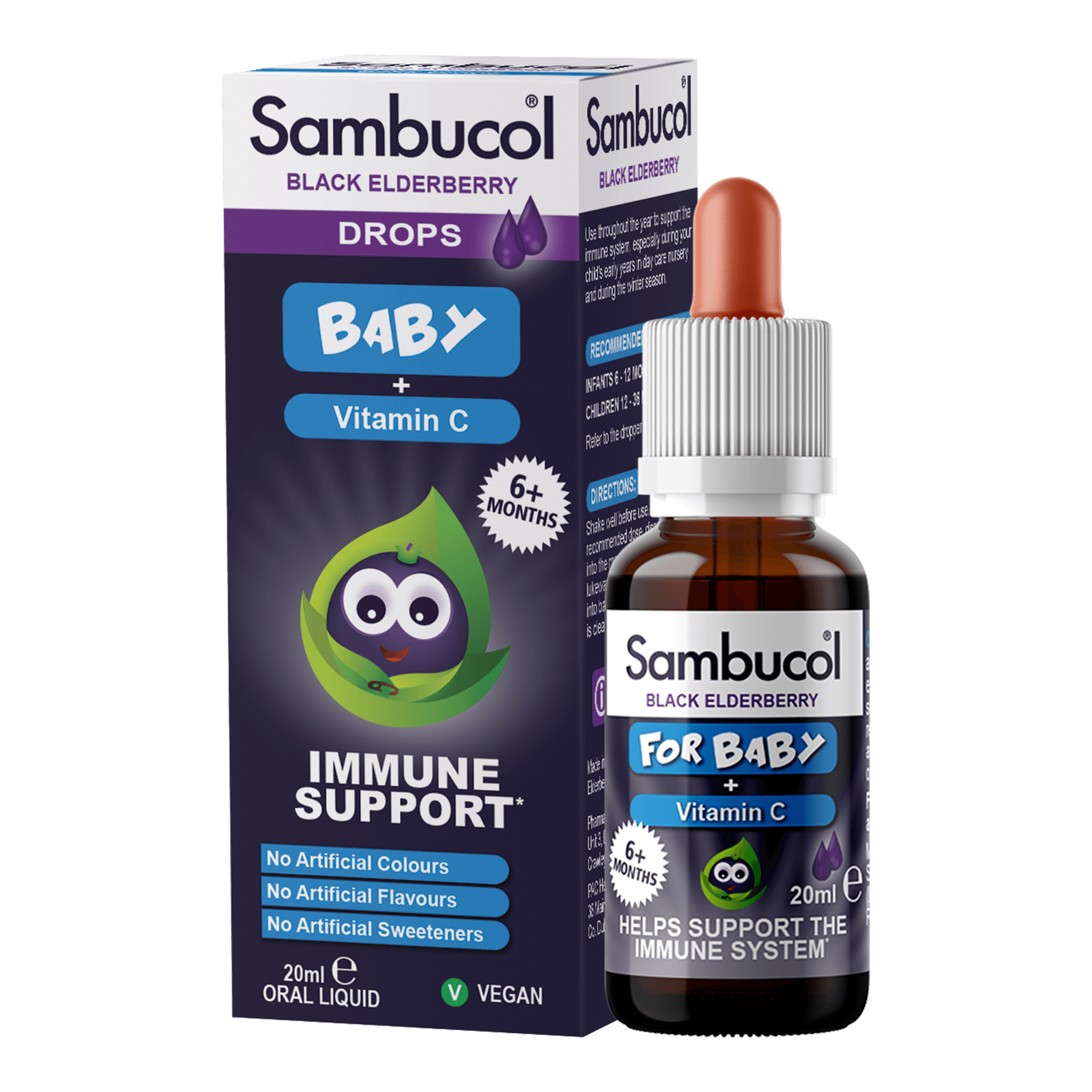 Самбукол капли для иммунитета Sambucol Baby Drops Черная бузина/Витамин С для детей от 6 месяцев 20 мл