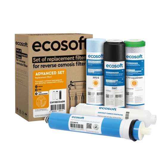 Картриджи для фильтров воды для обратного осмоса Ecosoft Absolute без минерализатора 5 шт. (CHV5POST75GPD)