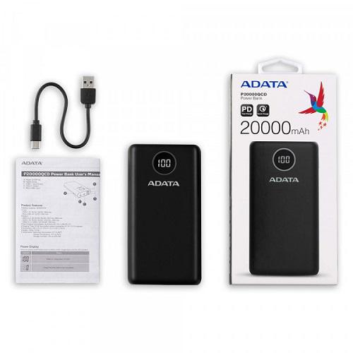 Портативное зарядное устройство ADATA 20000 mAh 20W Черный (P20000QCDB) - фото 7