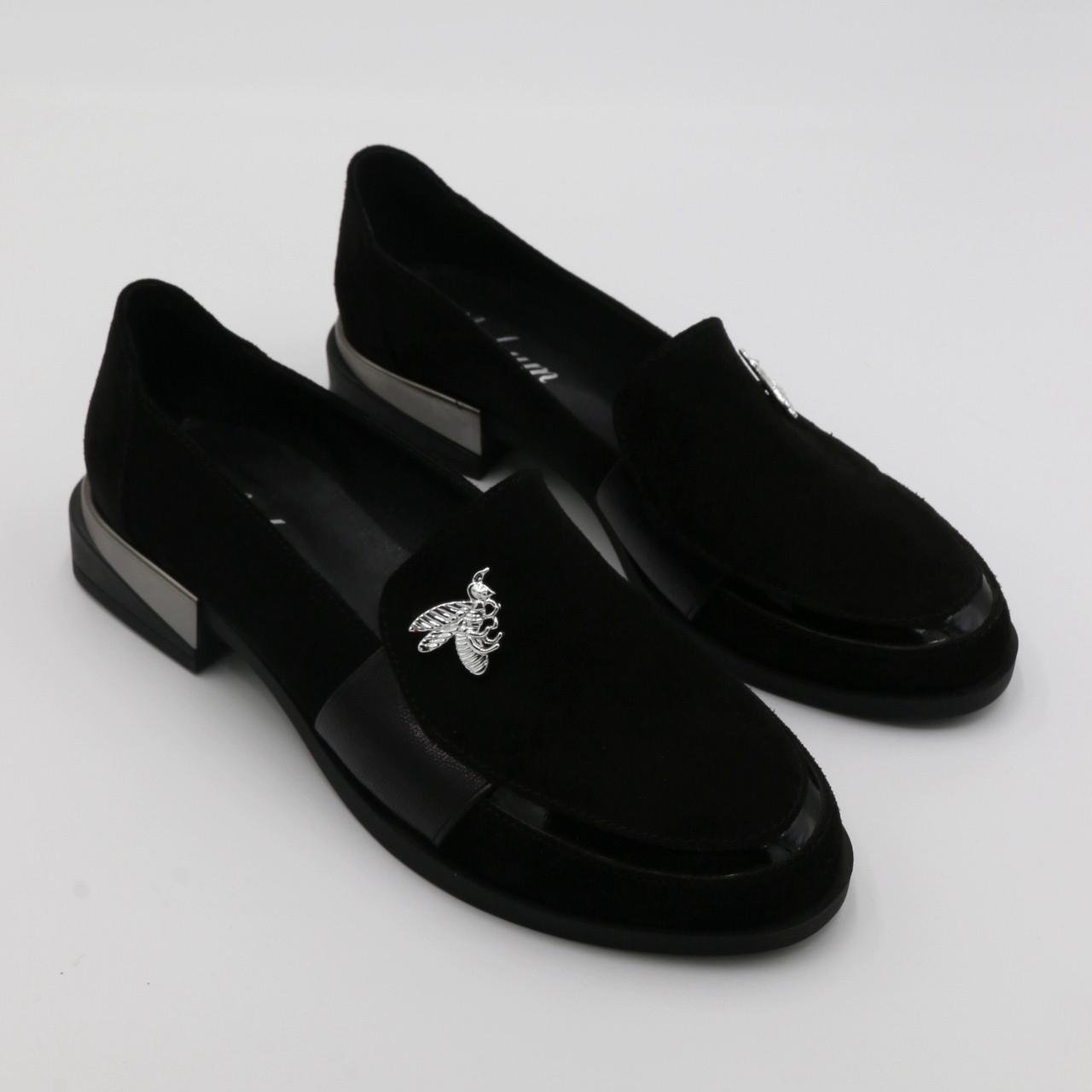 Туфлі жіночі демісезонні Medium замшеві р. р. 39 Чорний (1274)