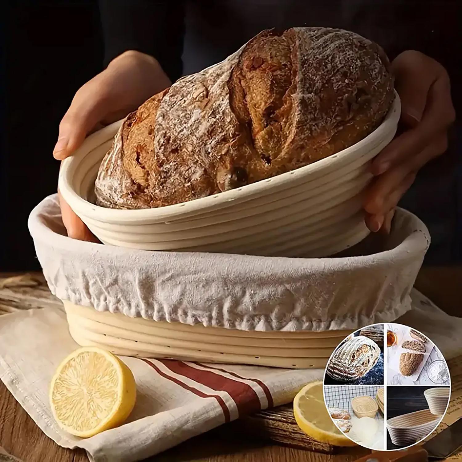 Набор для выпечки хлеба с овальной корзинкой для расстояния из ротанга и чехлом/ковриком-слингом/шпателем (87929) - фото 9 Набор для выпечки хлеба с овальной корзинкой для расстояния из ротанга и чехлом/ковриком-слингом/шпателем (87929) - фото 9