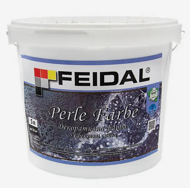 Краска декоративная Feidal Perle Farbe с эффектом сияния 5 л Белый полупрозрачный