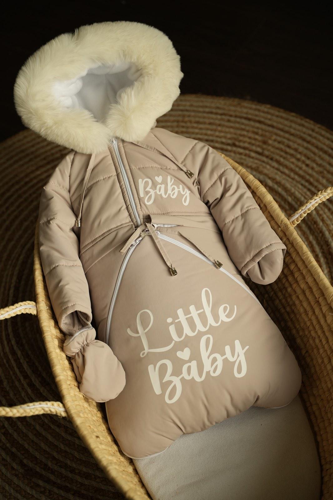 Комбінезон дитячий зимовий трансформер на овчині до двох років 3в1 Бежевий (951)