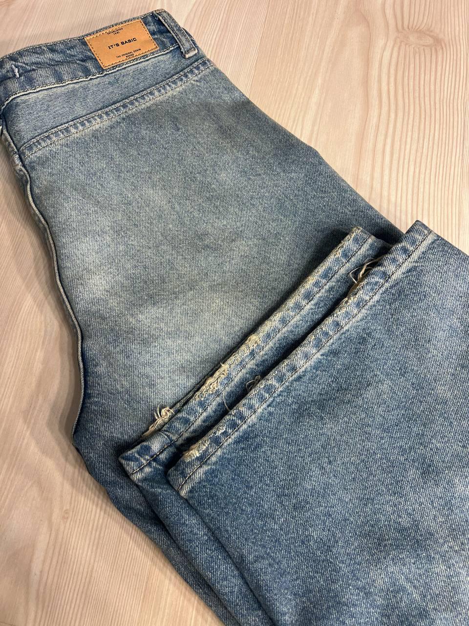 Джинсы женские ITS Basic 3123 cargo fit косой шов карманы сбоку винтаж широкие р. 34 Серо-зеленый (1378) - фото 5