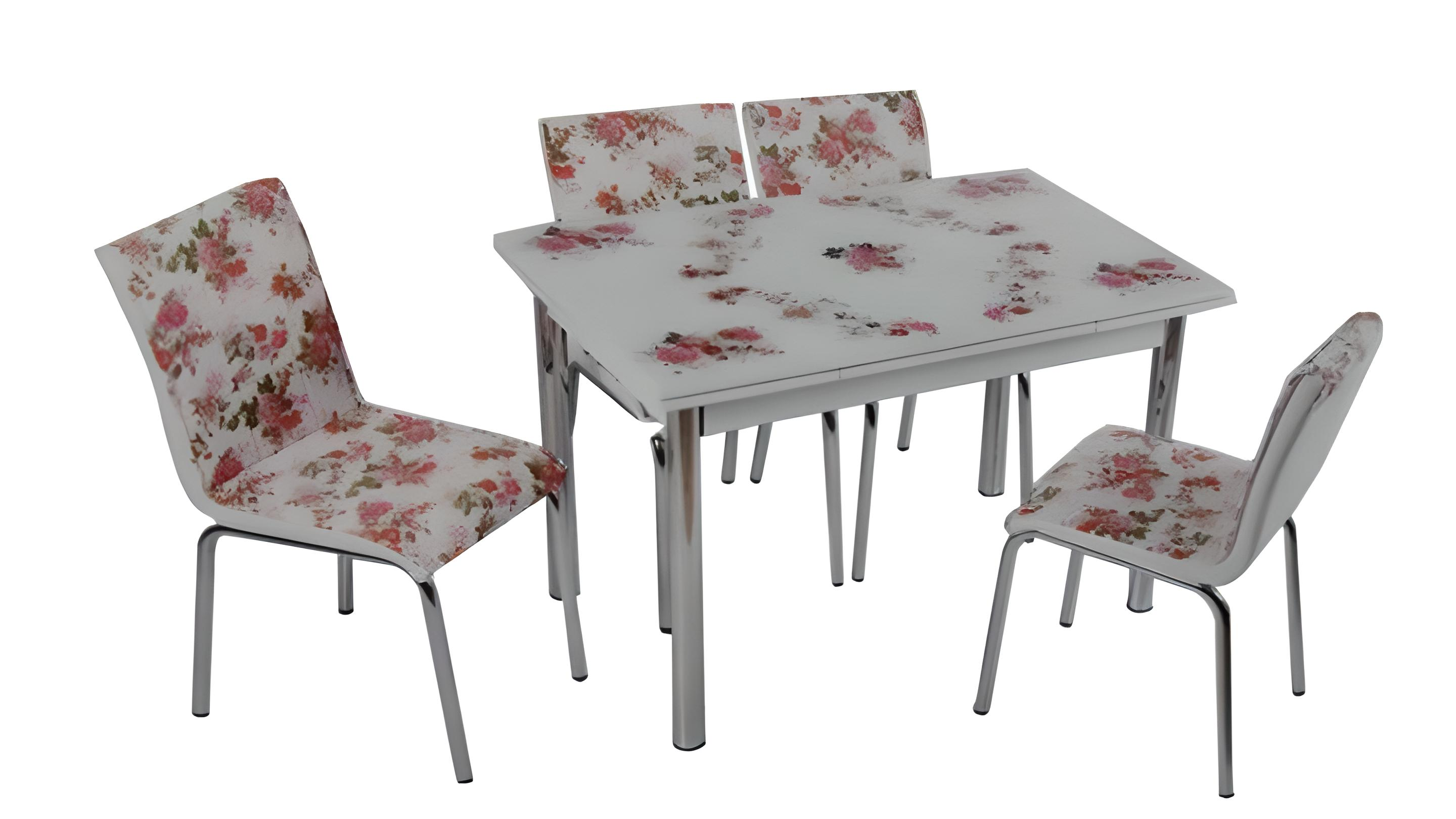 Комплект обідніх меблів Pevbe cicek стіл ДСП/загартоване скло/4 стільці