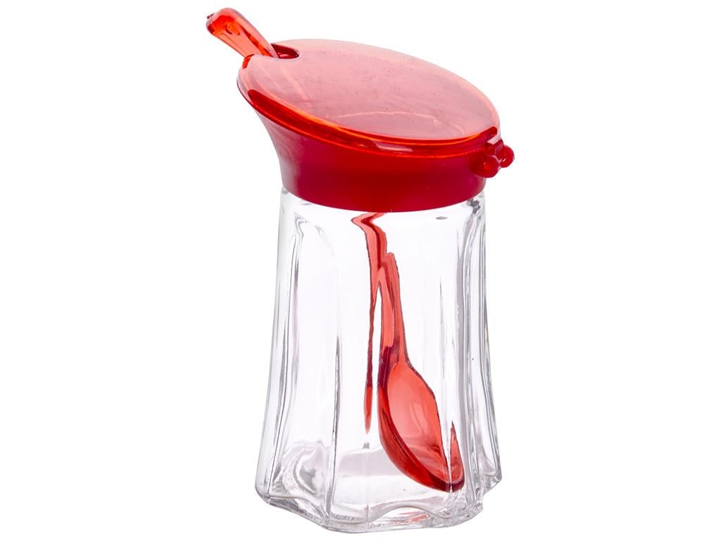 Емкость для сыпучих продуктов с пластиковой крышкой и ложкой 9х7х13 см 180 мл Красный (MSN-7075-01)