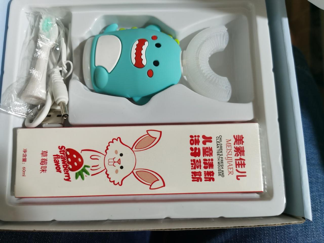 Електрична зубна щітка-капа дитяча ультразвукова типу U із силікону для дітей Блакитний (000402) - фото 6 Електрична зубна щітка-капа дитяча ультразвукова типу U із силікону для дітей Блакитний (000402) - фото 6