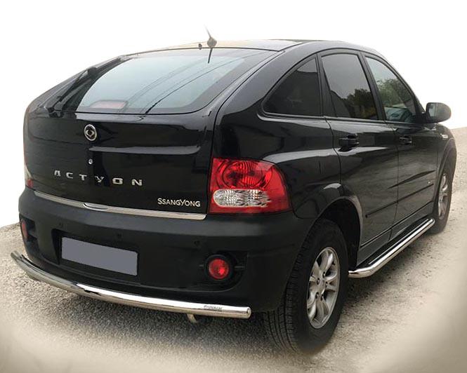 Задняя защита AK002 CAN для SsangYong Action 2006- гг. нержавеющая сталь Хром