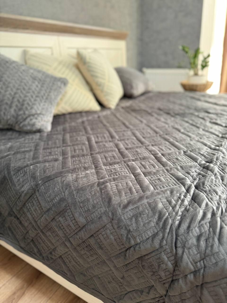 Плед велюровый Макси 230х260 см Графитовый (14071260) - фото 4