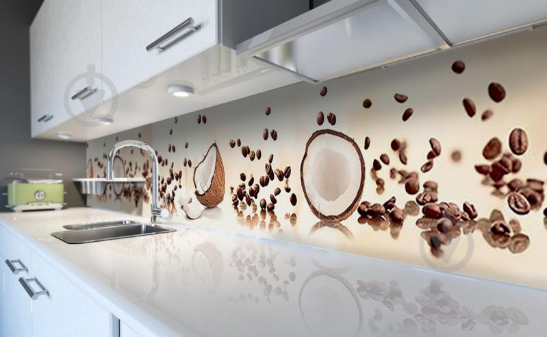 Наклейка виниловая кухонный фартук Zatarga "Кокосы и Кофе" 600х2500 мм (Z181323)