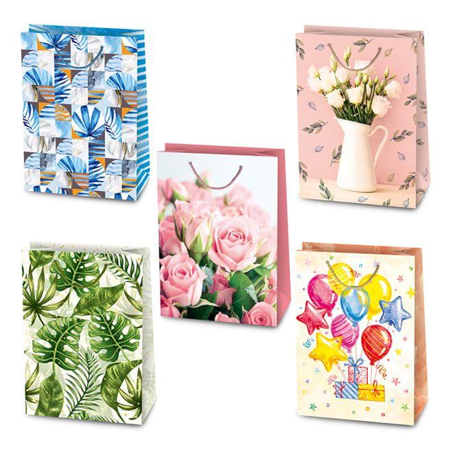Пакет подарочный Flora микс 28х12,5х38 см 10 шт. (8443)