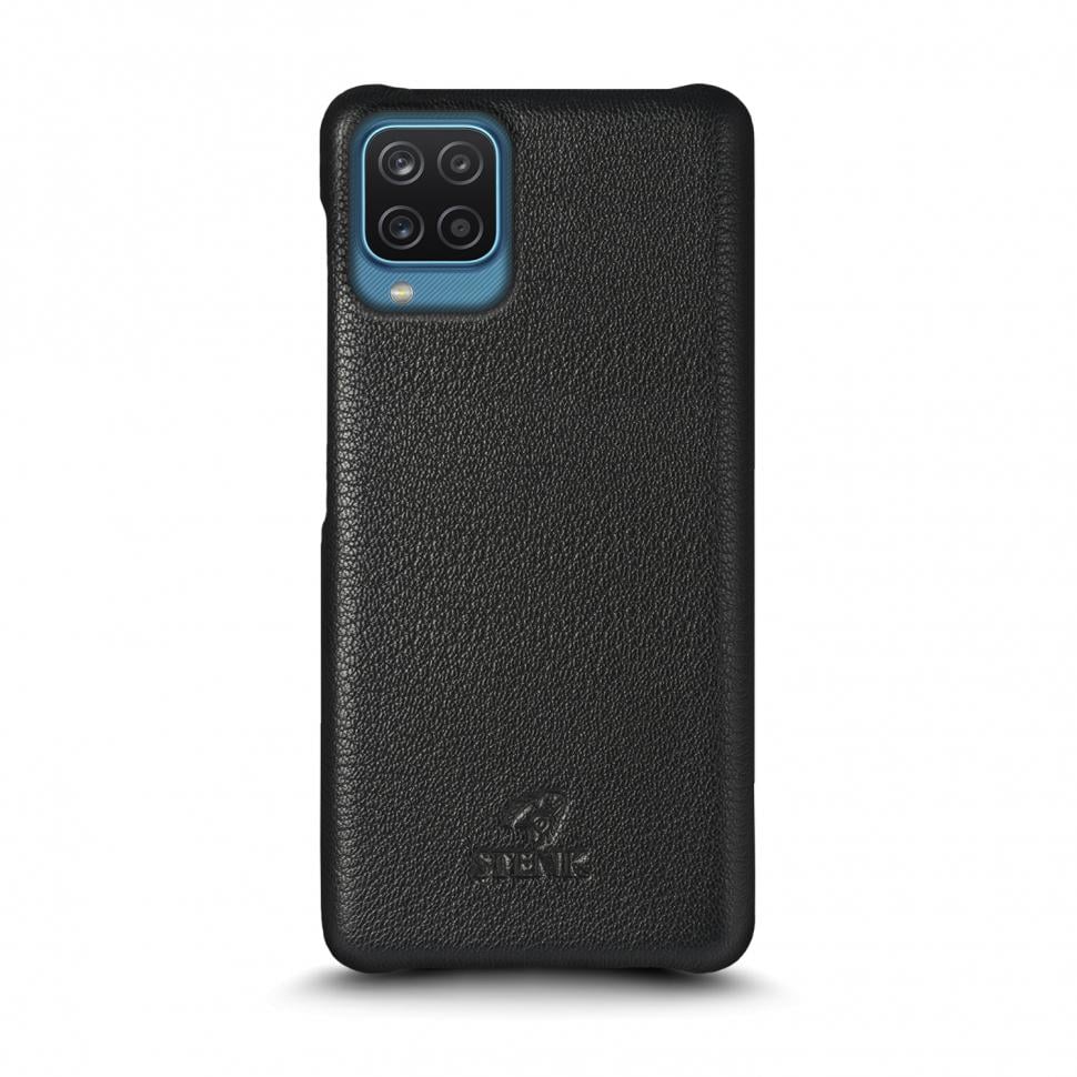 Кожаная накладка Stenk Cover для Samsung Galaxy A12 Черная (69412)