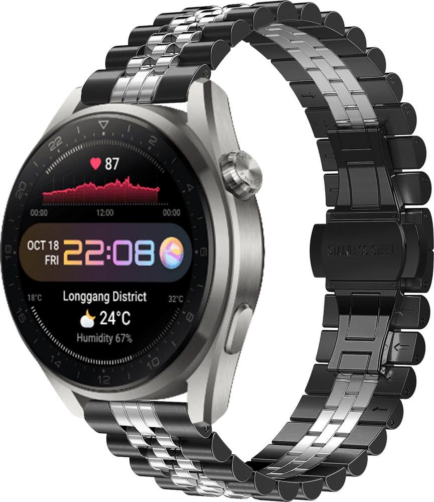 Браслет металлический Stech Line для Huawei Watch 3 Pro Black Silver (29146-03)