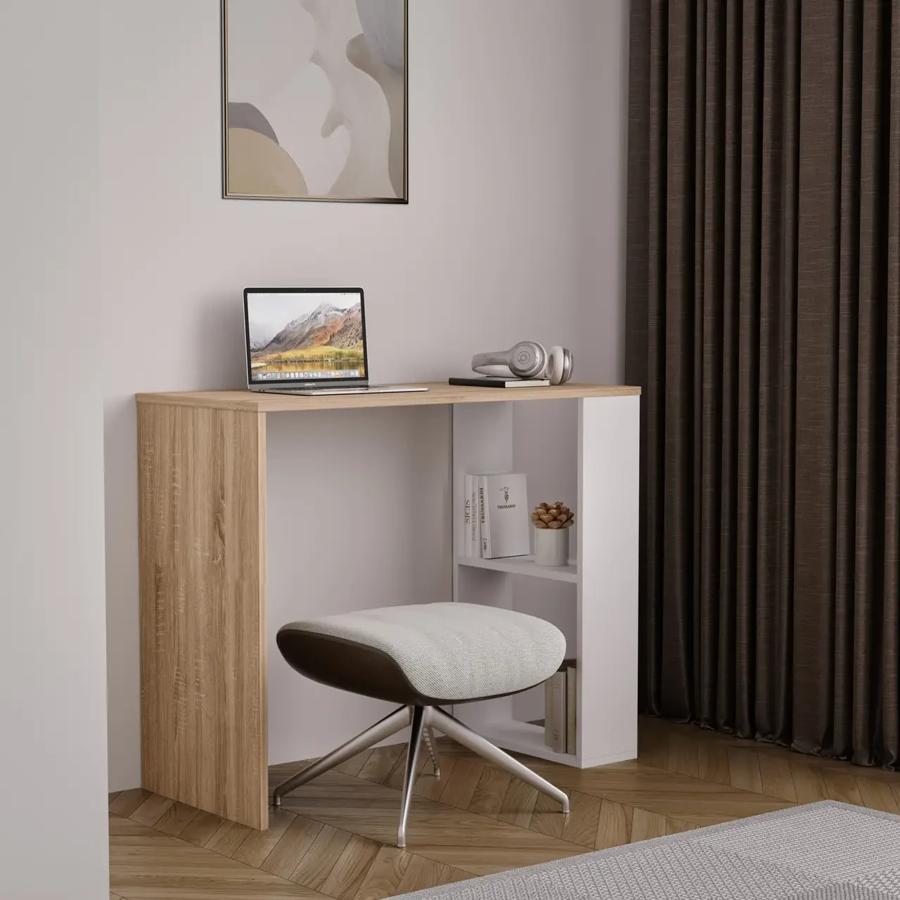 Стіл письмовий My Room Т-10 з двома полицями ДСП 900х750х400 мм Дуб сонома/Білий (43987098439764786298764)