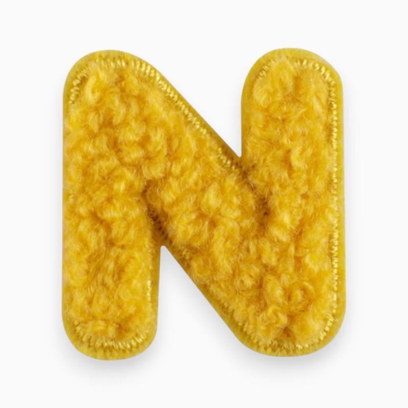 Термоаплікація буква "N" плюшева 2,4х2,2 см 1 шт. Жовтий (АК2422б04)