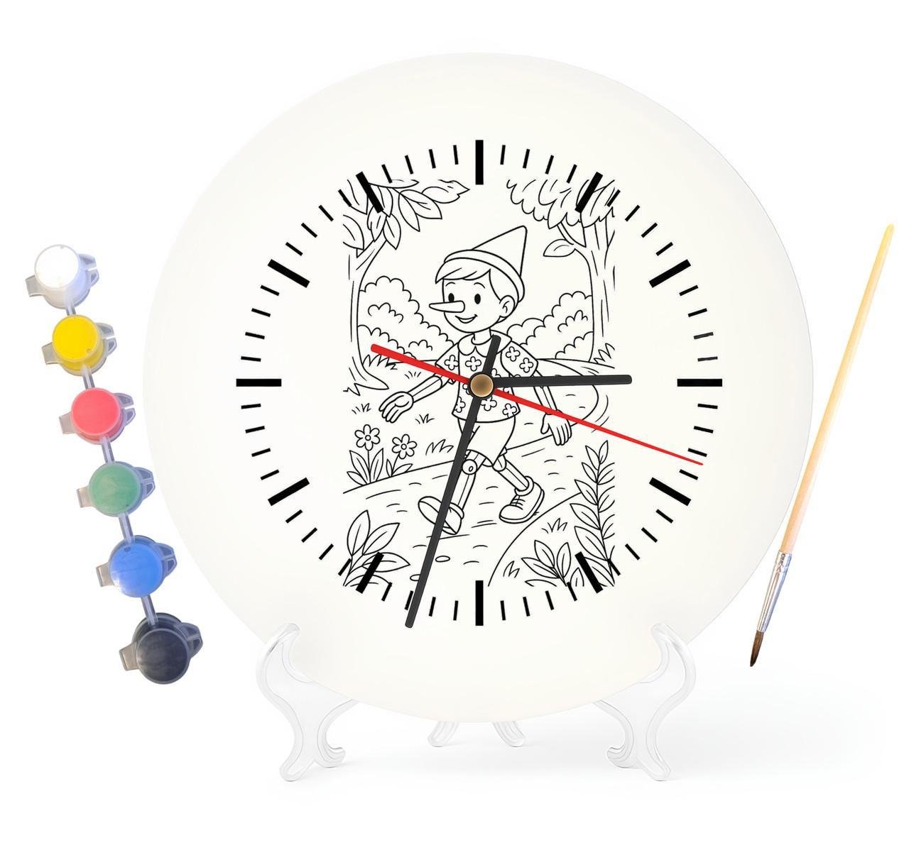 Детский набор для творчества часы-раскраска Пиноккио по мотивам романа Карло Коллоди 30 см (Г0011)