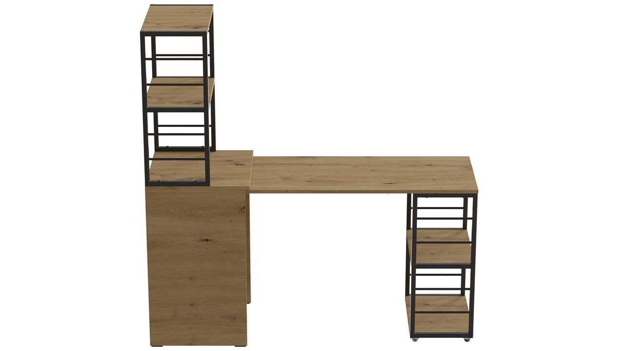 Стіл-тумба трансформер Ferrum-decor Смарт 3/1 з етажеркою метал/ДСП 16 мм 1430x1450x500 мм Чорний/Дуб Артизан (FRD-105114) - фото 1 Стіл-тумба трансформер Ferrum-decor Смарт 3/1 з етажеркою метал/ДСП 16 мм 1430x1450x500 мм Чорний/Дуб Артизан (FRD-105114) - фото 1