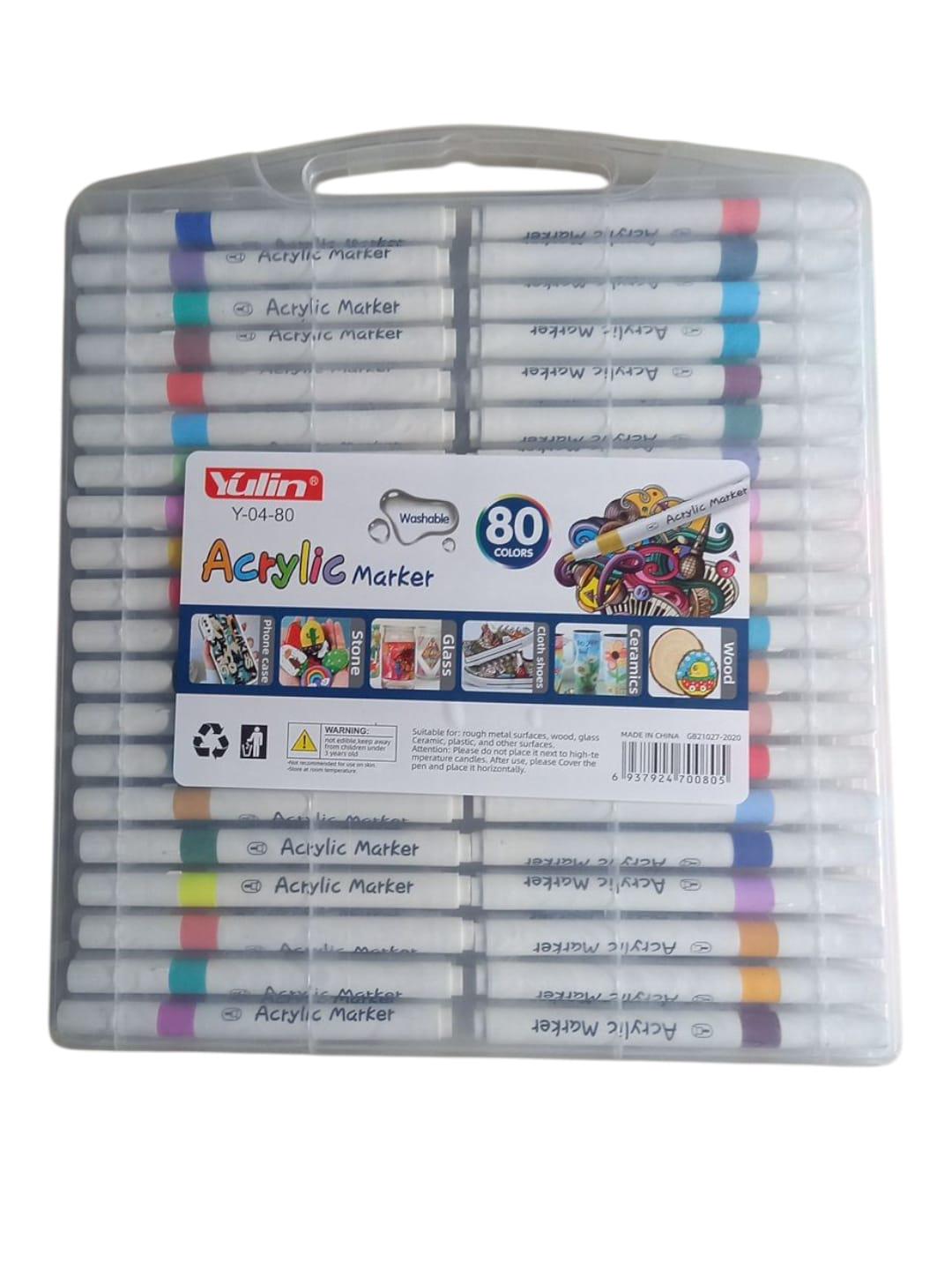 Маркеры акриловые Marker Acrylic Yulin Y-04-80 80 шт./уп. в кейсе (29661536)
