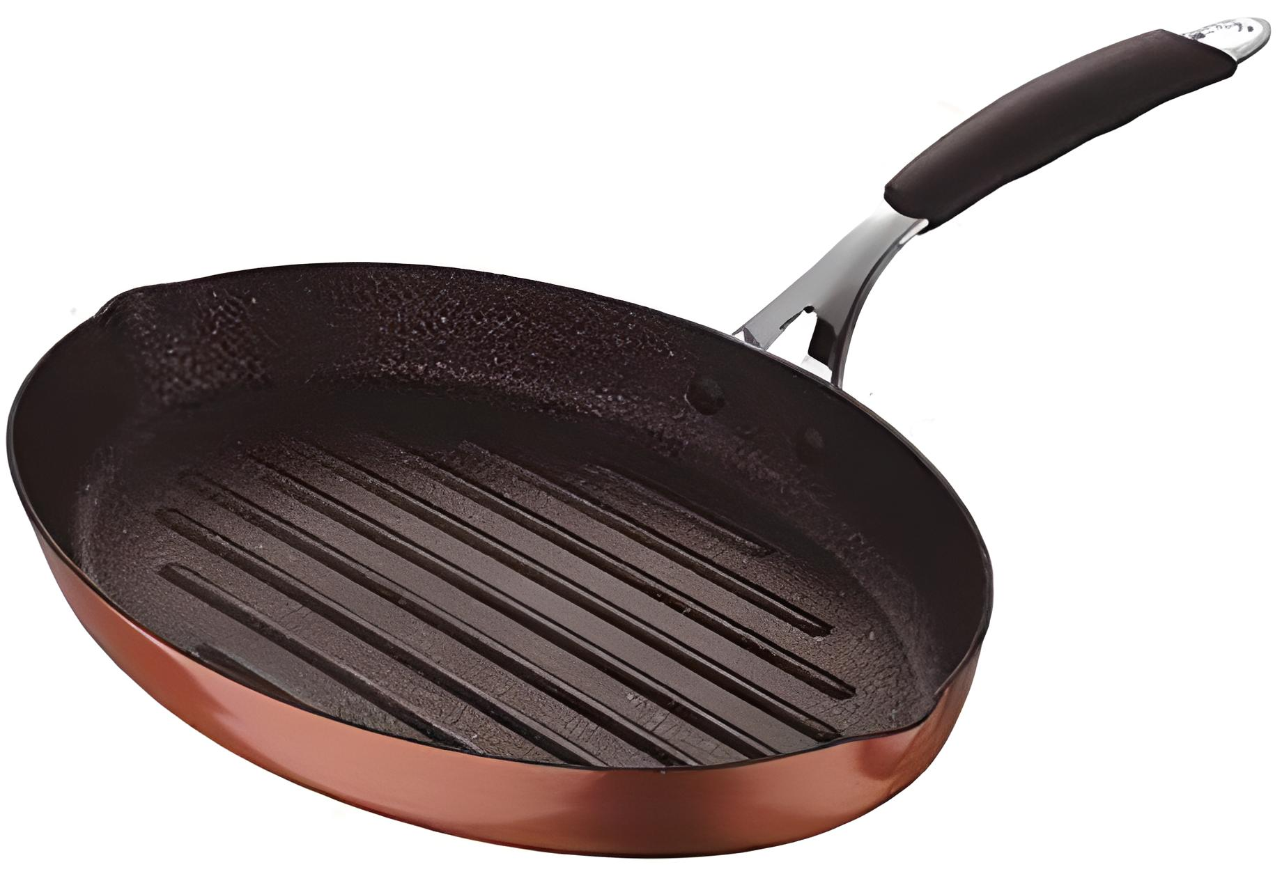 Сковорода-гриль Bergner Copper 32х22x5,4 см с антипригарным покрытием Медный (BGIC-1103)