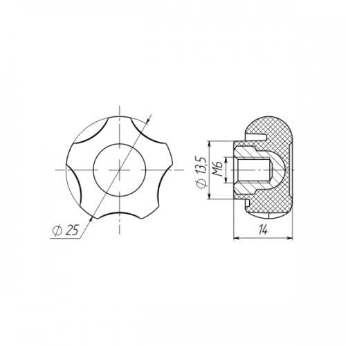 Фиксатор Steelfix М6 D25 мм глухой Черный (271677) - фото 2