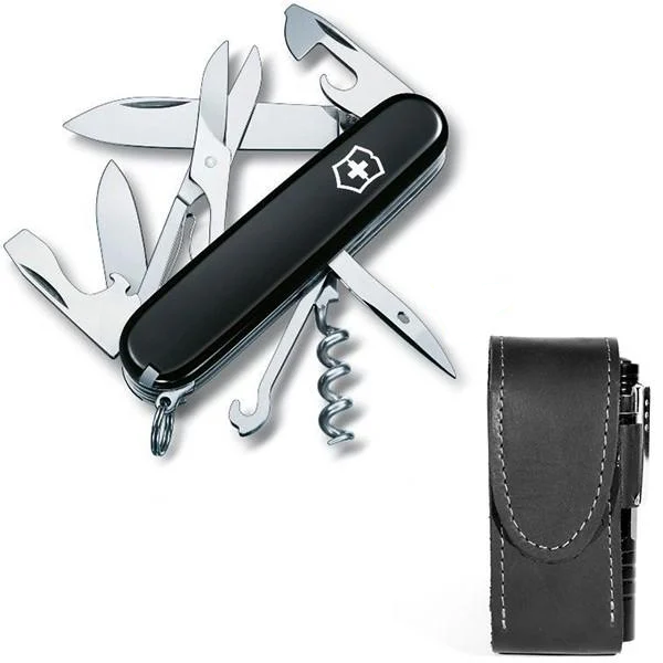 Комплект ніж Victorinox Climber Black 1.3703.3/чохол з ліхтариком