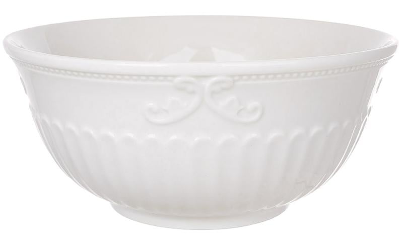 Салатник порцеляновий Elegance White з об'ємним орнаментом 1500 мл 2 шт.