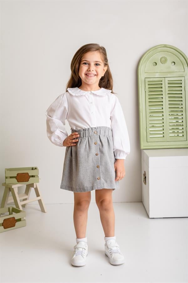 Юбка из ткани с пуговицами Mininio 6 лет 116 см Серый (8683169189698)