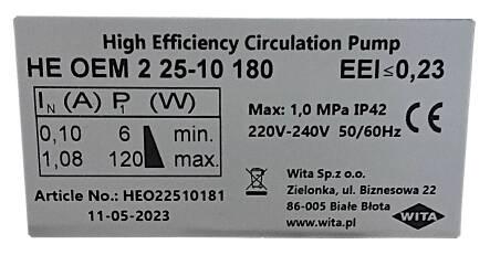 Насос циркуляційний частотний Wita HE OEM 2 100-25 /180 (HEO22510181) - фото 4 Насос циркуляційний частотний Wita HE OEM 2 100-25 /180 (HEO22510181) - фото 4