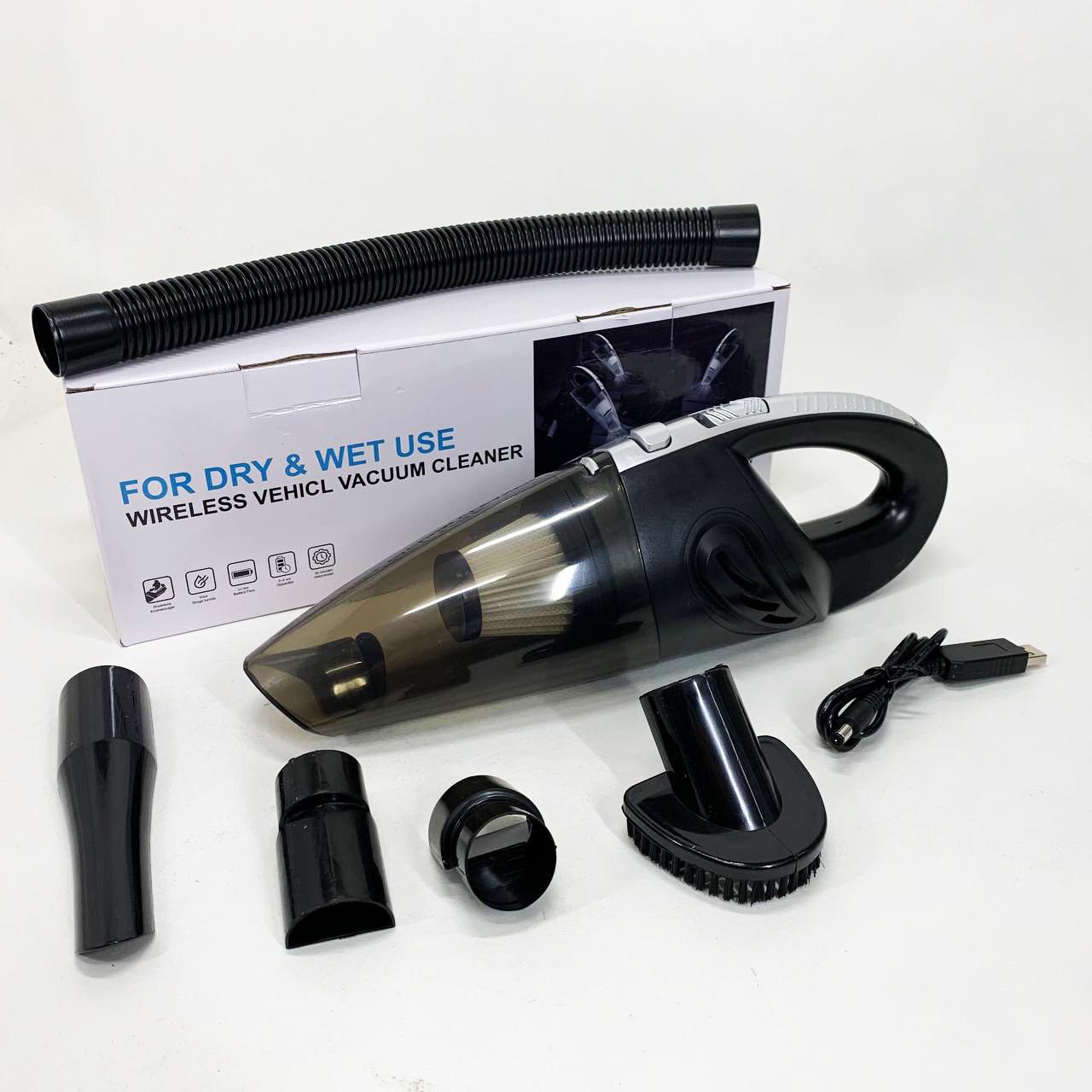 Пилосос бездротовий автомобільний для сухого та вологого прибирання в машині та будинку 5 насадок (13353694)