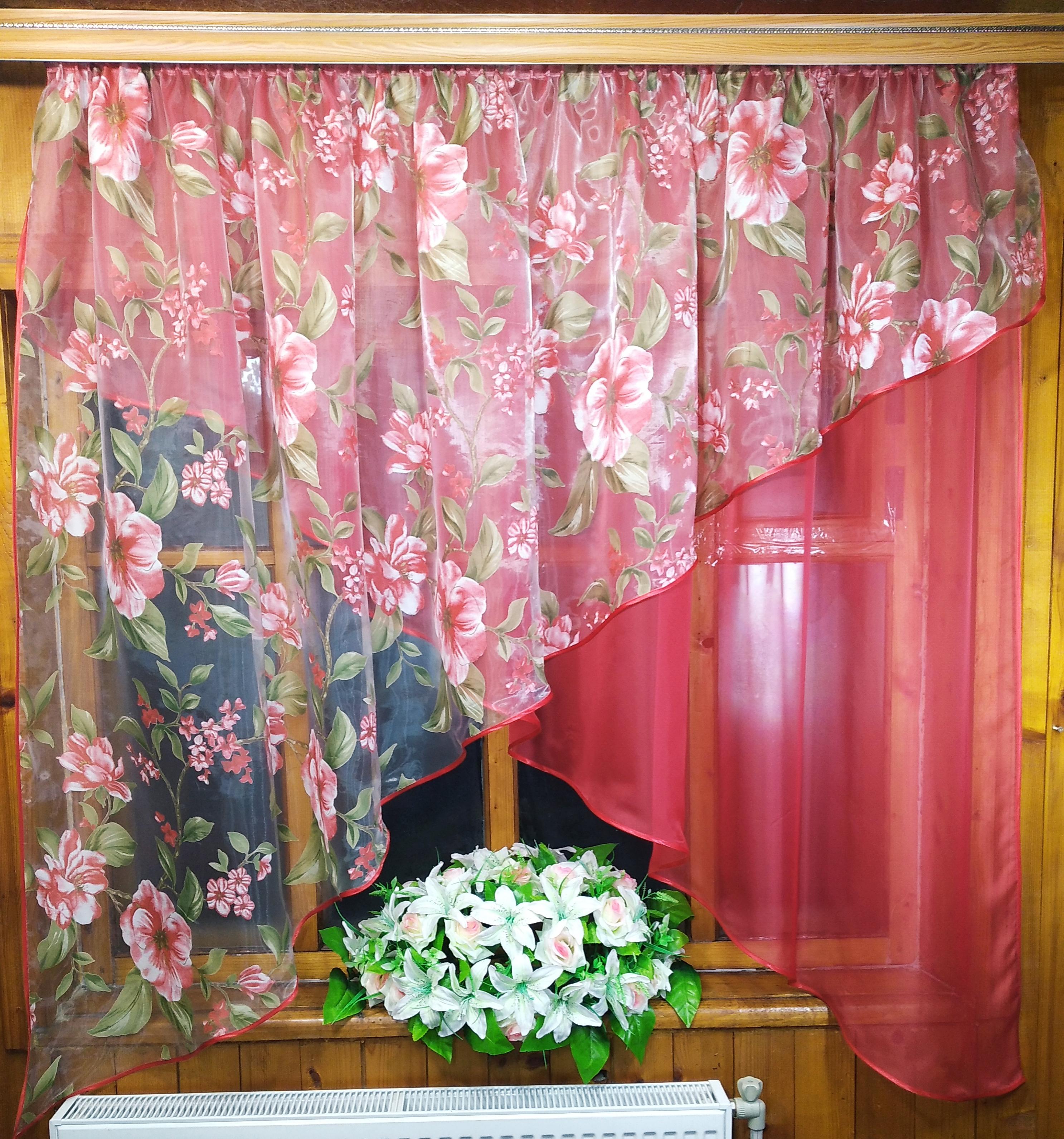 Тюль короткая арка Стелла Красный/Яблочный/Коралловый Тюль короткая арка Стелла Красный/Яблочный/Коралловый