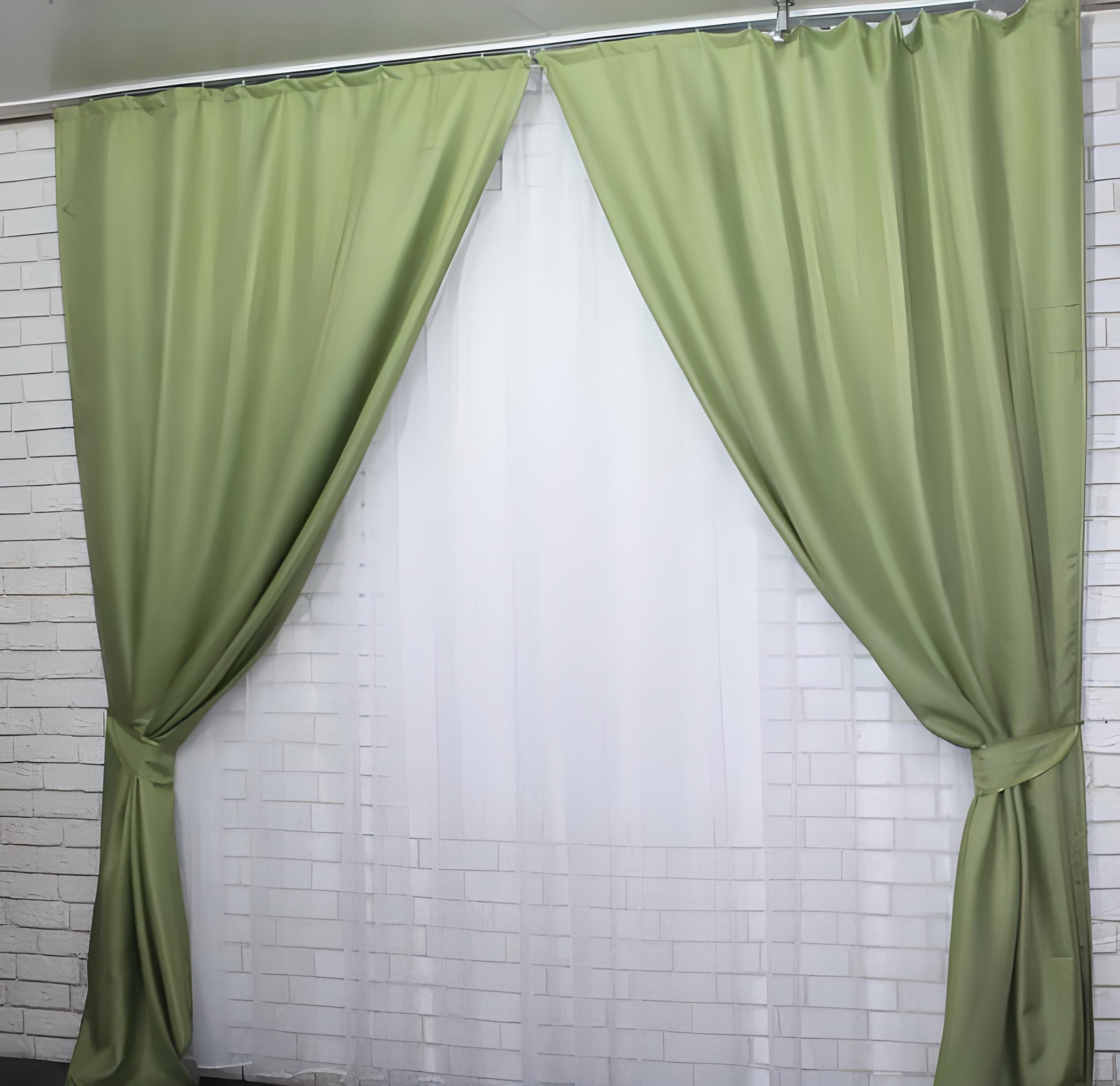 Комплект штор Лен мешковина блекаут 1,5x2,7 м 2 шт. Салатовый (320ш)