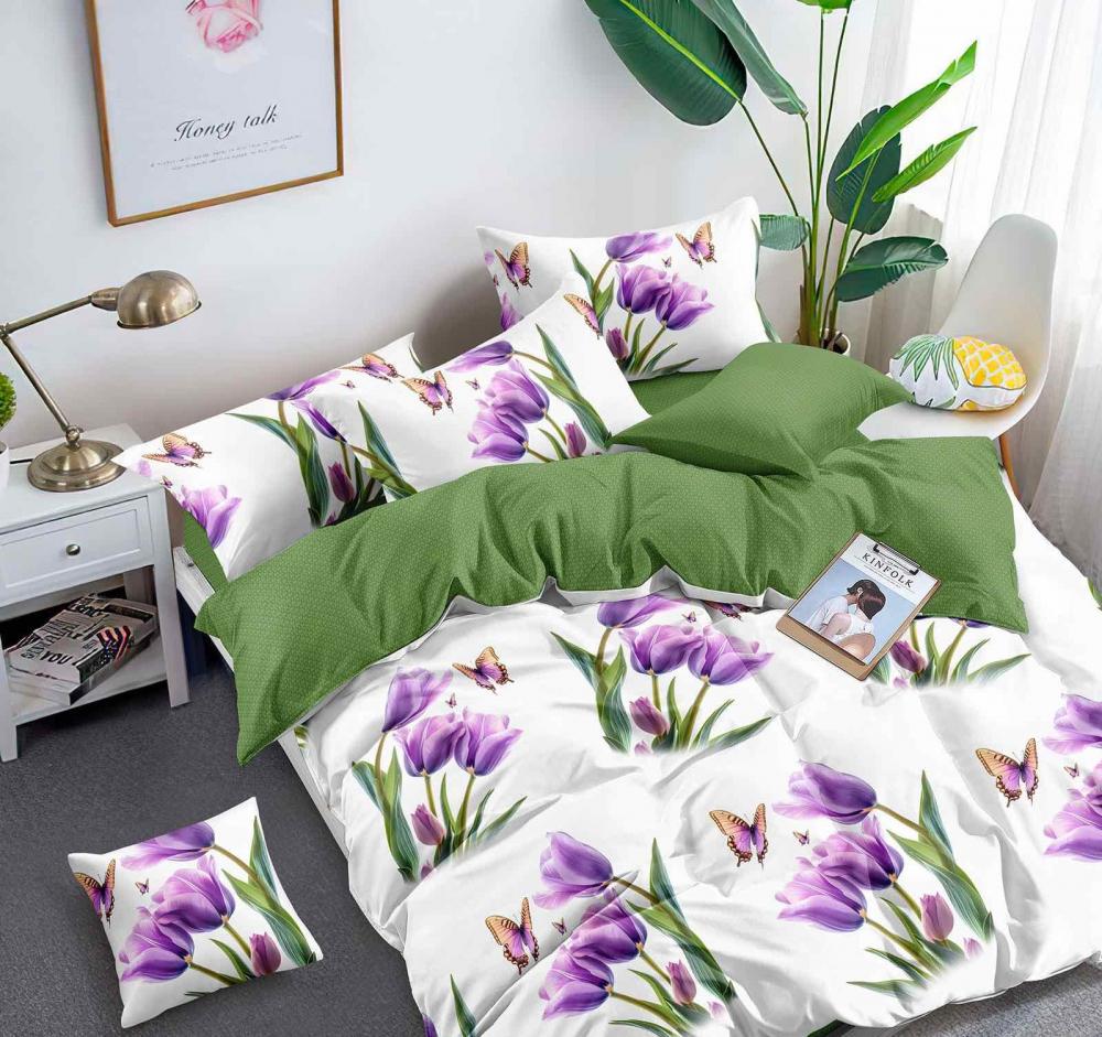 Комплект постельного белья Тюльпановый сон ранфорс евро/наволочки 50х70 см (2677)