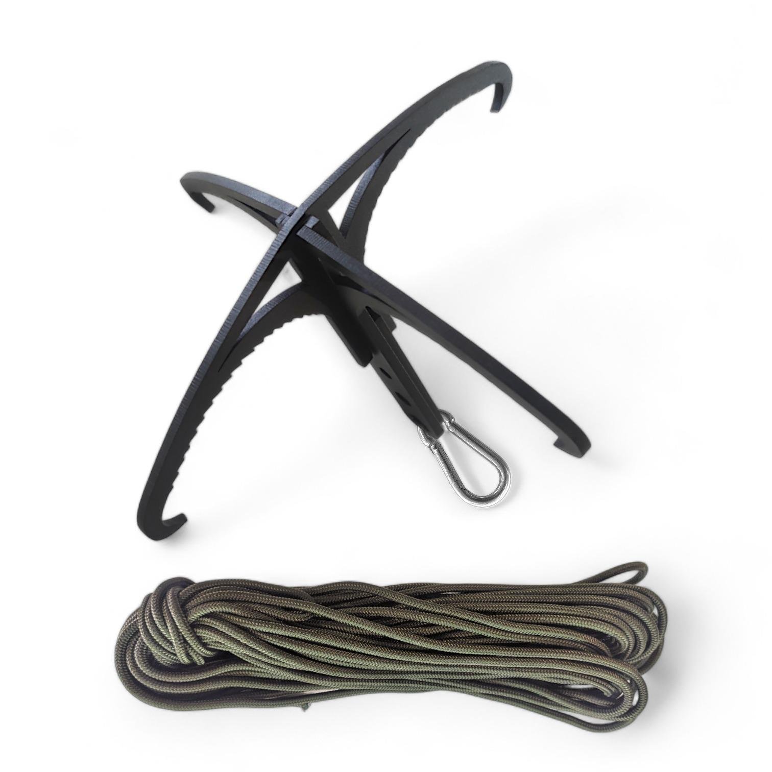 Крюк кошка ПДР с карабином 6 мм и шнуром 20 м 4 мм Олива (utp100)
