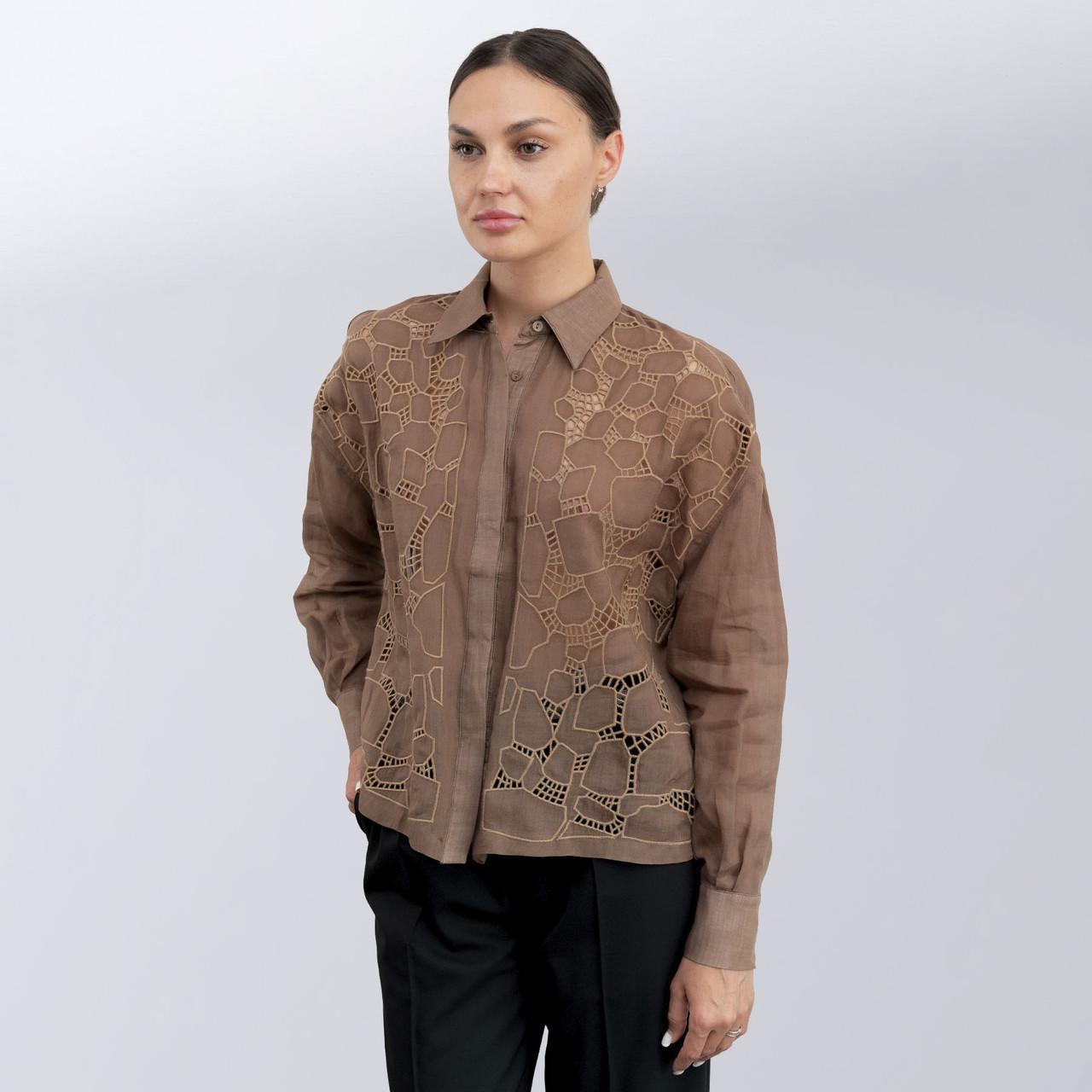 Блуза жіноча повсякденна Max Mara M Коричневий (2589902337)