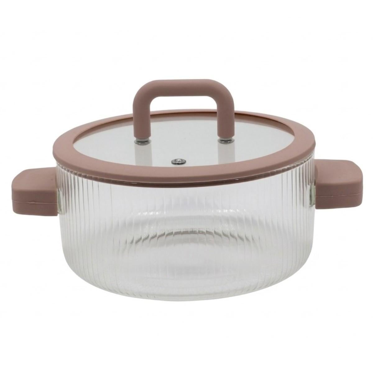 Каструля скляна з кришкою Handled Glass Pot із термостійкого скла 2,5 л (1059)