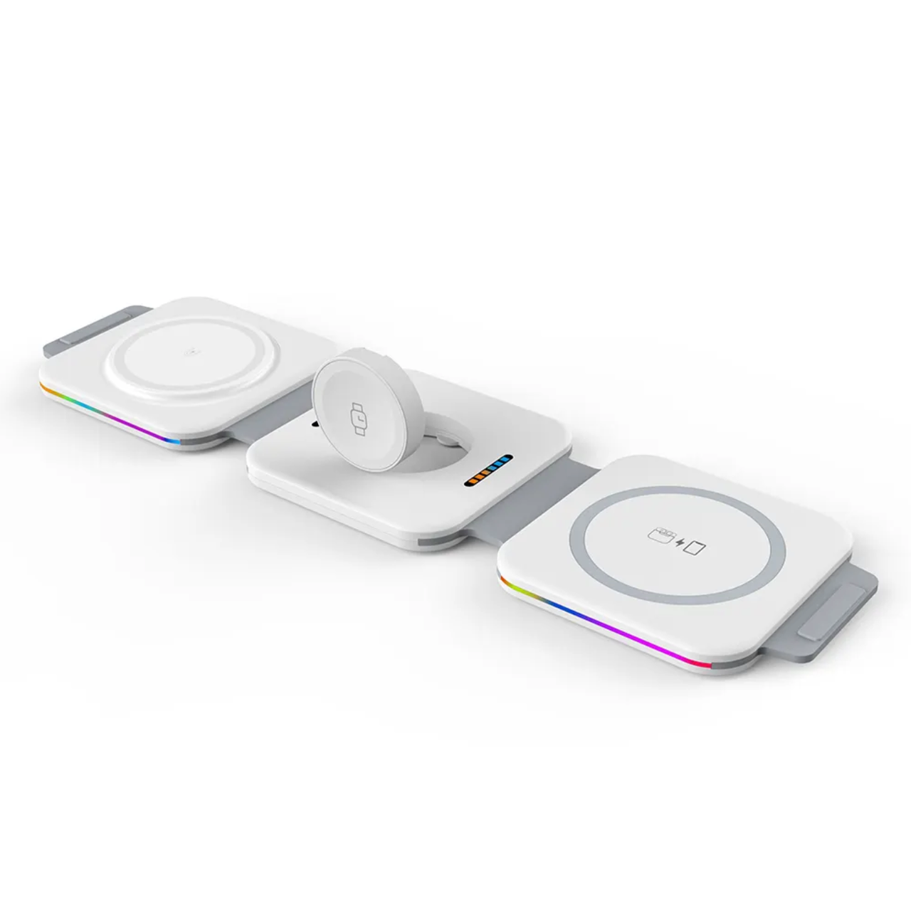 Зарядное устройство беспроводное магнитное Magsafe RGB F21 15W 3в1 для Iphone 14-12/Apple Watch/Airpods складное (1875551575)
