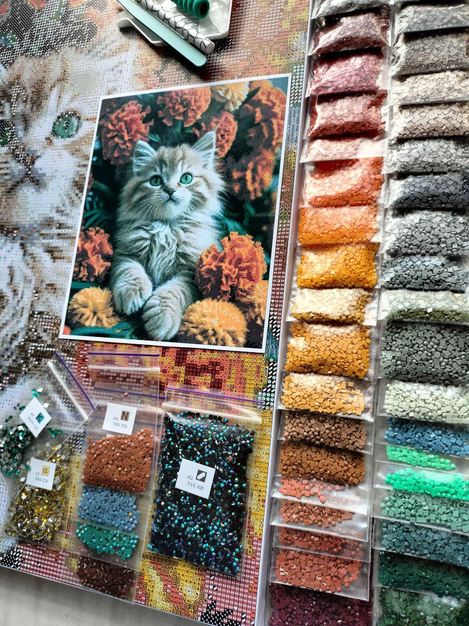 Алмазная мозаика АлМазка Чернобрывцы и кот квадратные алмазы без подрамника 40x50 см (АлМ-291) - фото 5 Алмазная мозаика АлМазка Чернобрывцы и кот квадратные алмазы без подрамника 40x50 см (АлМ-291) - фото 5