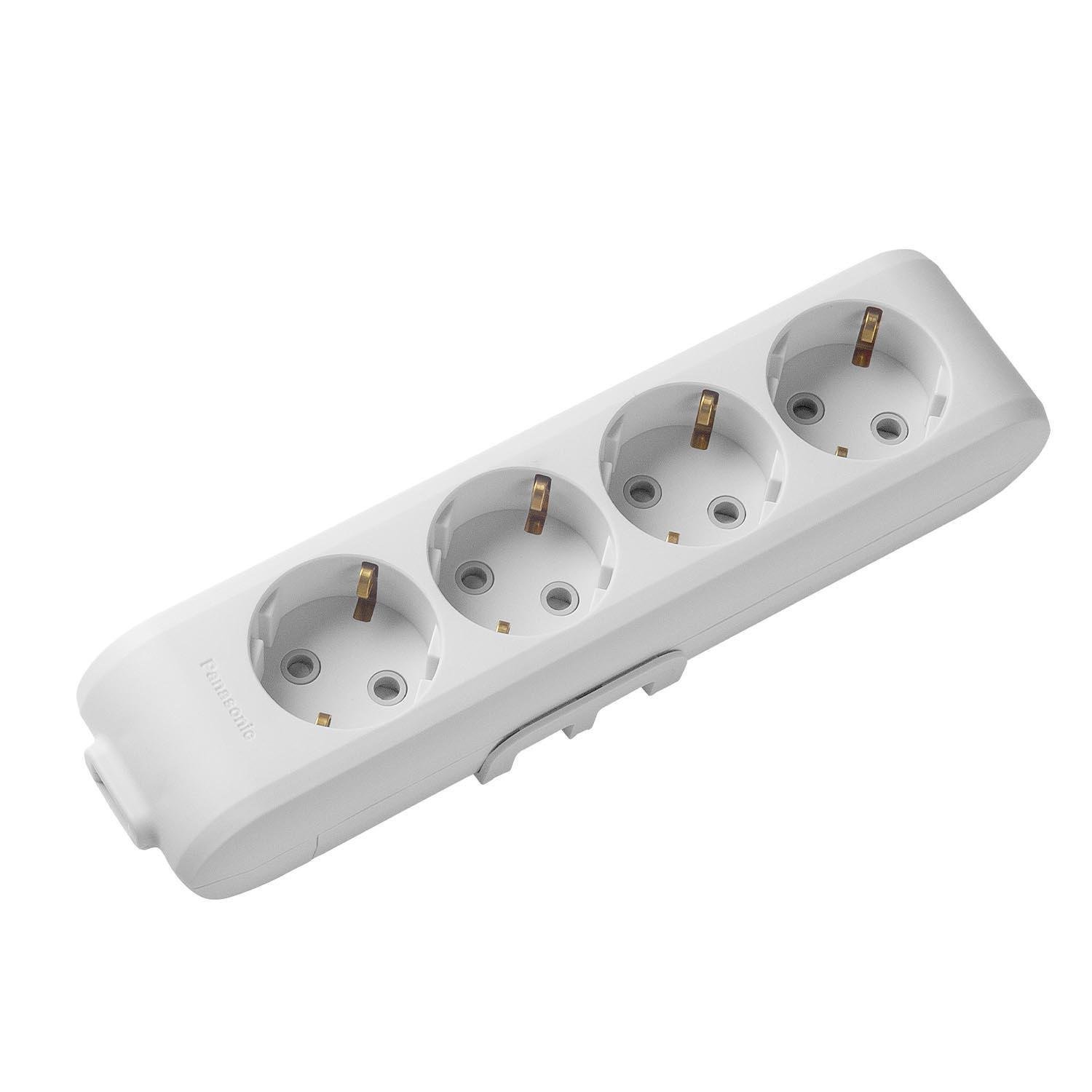 Колодка для удлинителей с заземлением и защитными шторками Panasonic X-tendia 4 гнезда Серый (WLTB04402GR-UA1)