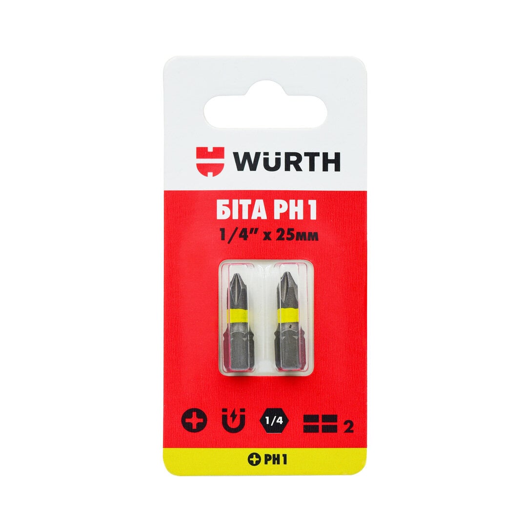 Набор бит WURTH PH1 1/4" 25 мм 2 шт. (1614176274902)